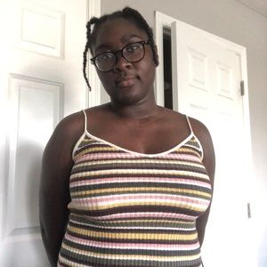 American Eagle AEO ribbed knit striped tank top